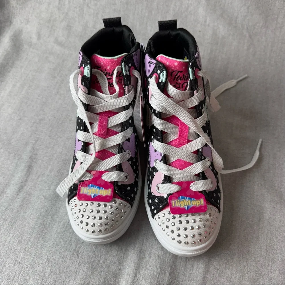 Skechers Lights Twinkle Sparks Spotty ‎ Hearts Kids High-Top Sneakers